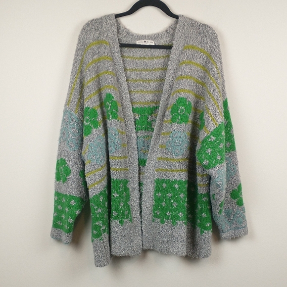 NATURAL LIFE Sweaters - NATURAL LIFE Cardigan Womens Small Medium Oversized Floral Chunky Open Front